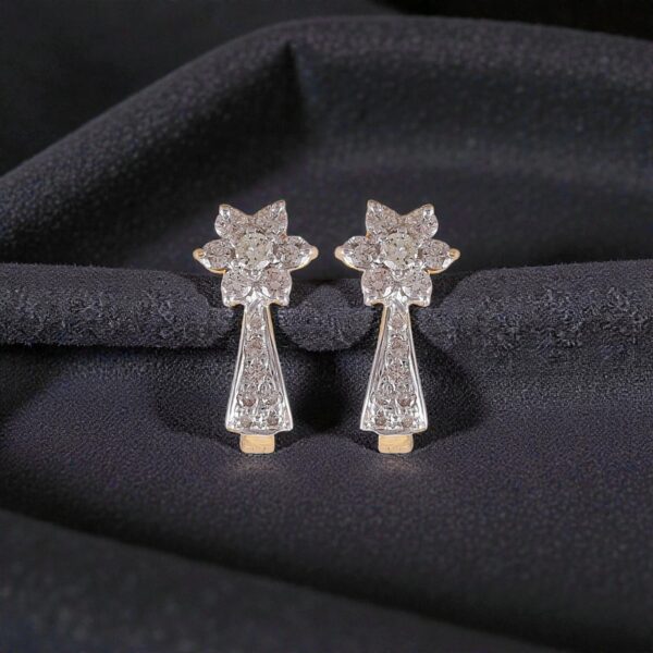 Pave 0.95 Cts Round Brilliant F/VS1 Natural Diamonds Huggie Earrings In 14K Gold