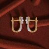 Pave 0.95 Cts Round Brilliant F/VS1 Natural Diamonds Huggie Earrings In 14K Gold