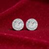Classy 1.60 Cts Round Brilliant F/VS1 Diamonds Halo Stud Earrings 14K White Gold