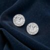 Classy 1.60 Cts Round Brilliant F/VS1 Diamonds Halo Stud Earrings 14K White Gold