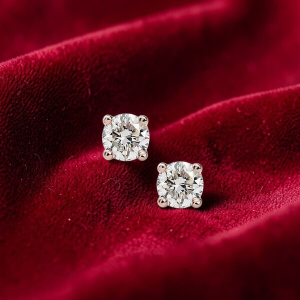 GIA Certified 1/2 Cts Round Brilliant F/VS1 Diamonds Stud Earrings 14K Rose Gold