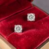 GIA Certified 1/2 Cts Round Brilliant F/VS1 Diamonds Stud Earrings 14K Rose Gold