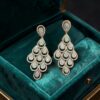 Stunning 6.33 Cts Round Brilliant Cut Diamonds Chandelier Earrings 14K Rose Gold