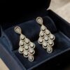 Stunning 6.33 Cts Round Brilliant Cut Diamonds Chandelier Earrings 14K Rose Gold