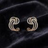 E-206 (13) Pave 2.53 Cts Round Brilliant Cut F/VS1 Natural Diamonds Stud Earrings 14K Gold