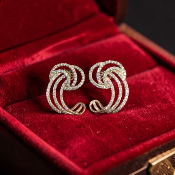 E-206 (15) Pave 2.53 Cts Round Brilliant Cut F/VS1 Natural Diamonds Stud Earrings 14K Gold
