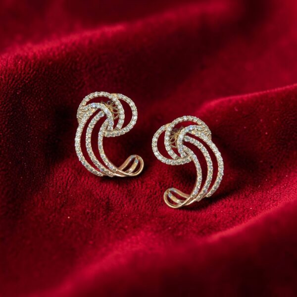 E-206 (16) Pave 2.53 Cts Round Brilliant Cut F/VS1 Natural Diamonds Stud Earrings 14K Gold