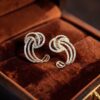 E-206 (19) Pave 2.53 Cts Round Brilliant Cut F/VS1 Natural Diamonds Stud Earrings 14K Gold