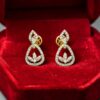 Pave 0.95 Cts Round Brilliant Cut F/VS1 Diamonds Stud Earrings 14K Yellow Gold