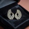 E-208 (14) Stunning 3.82 Cts Round Brilliant F/VS1 Diamonds Clip-On Hoop Earrings 14K Gold