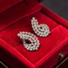 E-208 (16) Stunning 3.82 Cts Round Brilliant F/VS1 Diamonds Clip-On Hoop Earrings 14K Gold