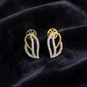 Pave 0.59 Cts F/VS1 Round Brilliant Cut Natural Diamonds Stud Earrings 14K Gold
