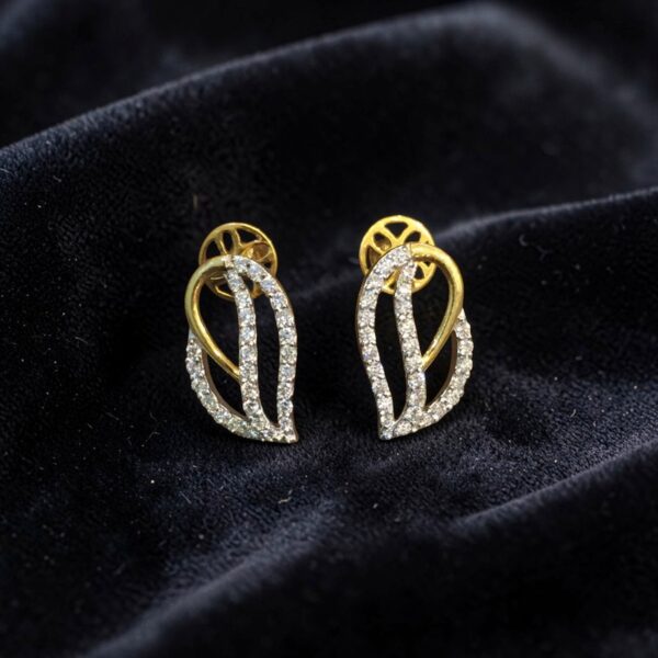 Pave 0.59 Cts F/VS1 Round Brilliant Cut Natural Diamonds Stud Earrings 14K Gold