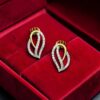 Pave 0.59 Cts F/VS1 Round Brilliant Cut Natural Diamonds Stud Earrings 14K Gold