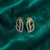 Pave 0.59 Cts F/VS1 Round Brilliant Cut Natural Diamonds Stud Earrings 14K Gold