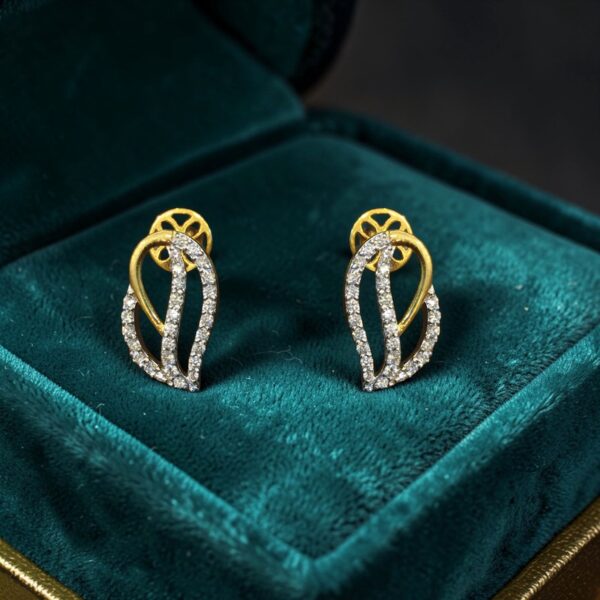 Pave 0.59 Cts F/VS1 Round Brilliant Cut Natural Diamonds Stud Earrings 14K Gold