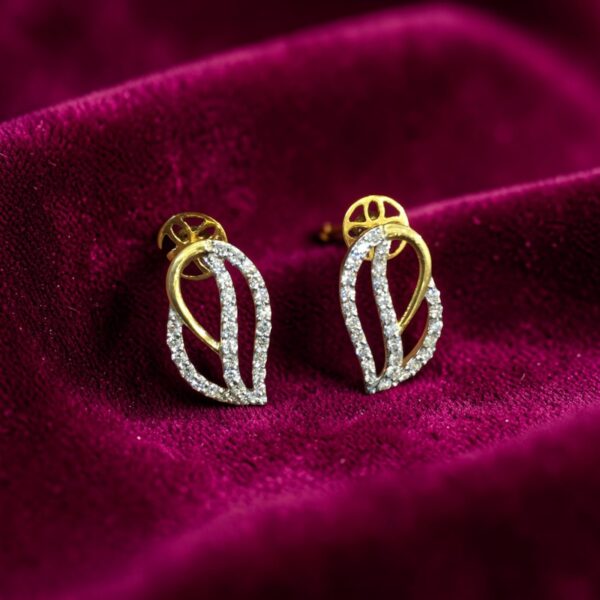 Pave 0.59 Cts F/VS1 Round Brilliant Cut Natural Diamonds Stud Earrings 14K Gold