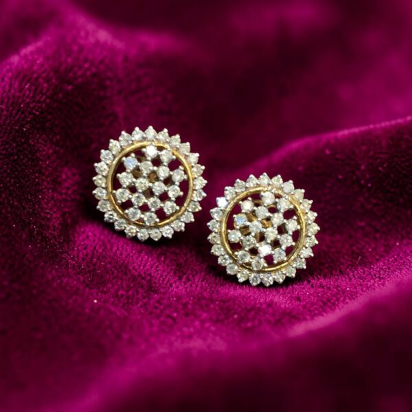 Exquisite 2.40 Cts Round Brilliant F/VS1 Natural Diamonds Stud Earrings 14K Gold
