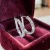 Stunning 1.10 Cts Round Brilliant F/VS1 Natural Diamonds Hoop Earrings 18K Gold