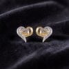 E-212 (4) 0.72 Cts Round Brilliant F/VS1 Diamonds Heart Stud Earrings Fine 14K Yellow Gold
