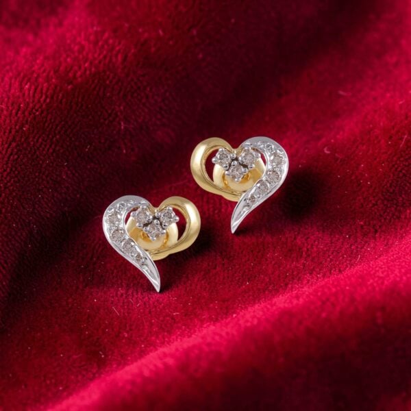 E-212 (5) 0.72 Cts Round Brilliant F/VS1 Diamonds Heart Stud Earrings Fine 14K Yellow Gold