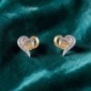 E-212 (6) 0.72 Cts Round Brilliant F/VS1 Diamonds Heart Stud Earrings Fine 14K Yellow Gold