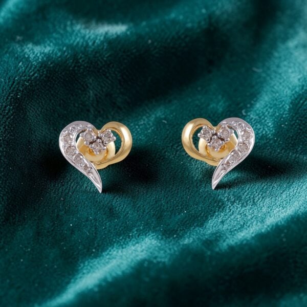 E-212 (6) 0.72 Cts Round Brilliant F/VS1 Diamonds Heart Stud Earrings Fine 14K Yellow Gold