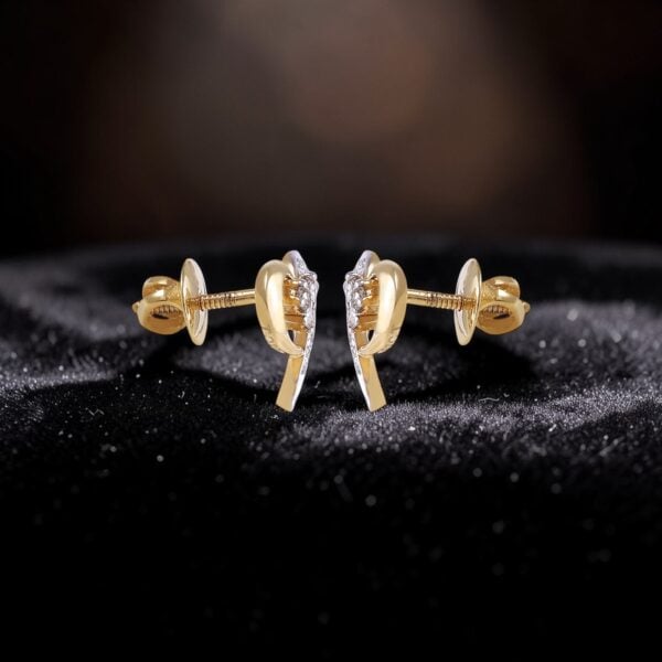 E-212 (7) 0.72 Cts Round Brilliant F/VS1 Diamonds Heart Stud Earrings Fine 14K Yellow Gold
