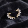 Elegant 0.70 Cts Round Brilliant F/VS1 Diamonds Curve Stud Earrings In 14K Gold