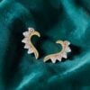 Elegant 0.70 Cts Round Brilliant F/VS1 Diamonds Curve Stud Earrings In 14K Gold