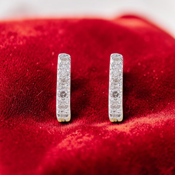 Pave 0.35 Cts Round Brilliant Cut F/VS1 Diamonds Clip-On Hoop Earrings 14K Gold