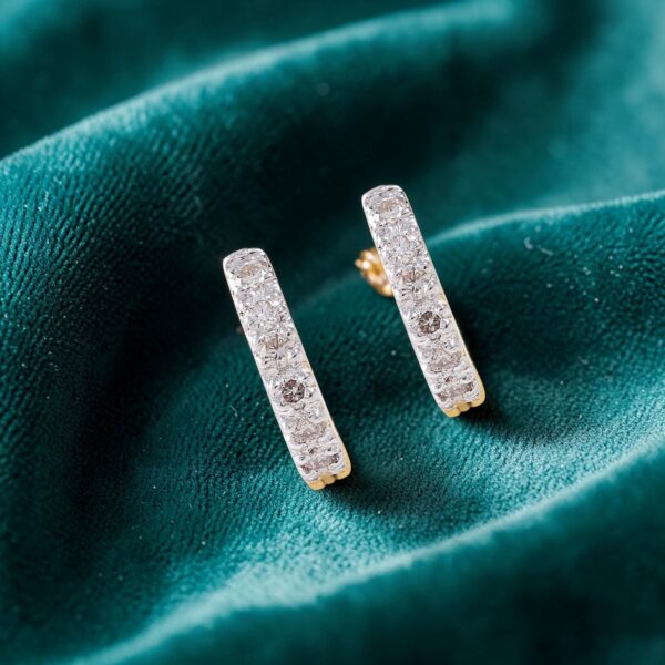 Pave 0.35 Cts Round Brilliant Cut F/VS1 Diamonds Clip-On Hoop Earrings 14K Gold
