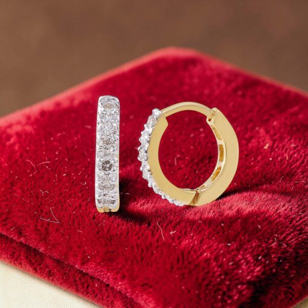 Pave 0.35 Cts Round Brilliant Cut F/VS1 Diamonds Clip-On Hoop Earrings 14K Gold