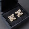 E-215 (6) 0.75 Carats F/VS1 Round Brilliant Natural Diamonds Stud Earrings 14K Yellow Gold