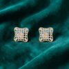 E-215 (7) 0.75 Carats F/VS1 Round Brilliant Natural Diamonds Stud Earrings 14K Yellow Gold