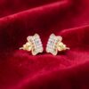 E-215 (8) 0.75 Carats F/VS1 Round Brilliant Natural Diamonds Stud Earrings 14K Yellow Gold