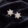 E-216 (7) Stunning 0.70 Cts Round Brilliant F/VS1 Diamonds Floral Stud Earrings 14K Gold