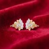 E-216 (8) Stunning 0.70 Cts Round Brilliant F/VS1 Diamonds Floral Stud Earrings 14K Gold