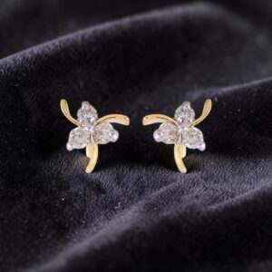 Classy 0.30 Cts Round Brilliant Cut F/VS1 Diamonds Stud Earrings 14K Yellow Gold