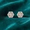 Pave 1.10 Cts Round Brilliant F/VS1 Diamonds Screw Stud Earrings 14K Yellow Gold