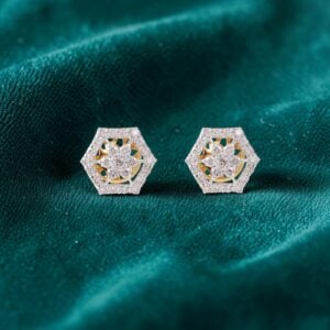 Pave 1.10 Cts Round Brilliant F/VS1 Diamonds Screw Stud Earrings 14K Yellow Gold