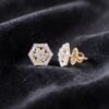 Pave 1.10 Cts Round Brilliant F/VS1 Diamonds Screw Stud Earrings 14K Yellow Gold