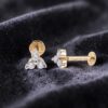 Exquisite 0.17 Cts Round Brilliant F/VS1 Diamonds 3-Stone Stud Earrings 14K Gold
