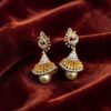 Stunning 21.73 Cts Round Brilliant F/VS1 Diamonds Pearl Jhumki Earrings 14K Gold