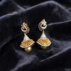 Stunning 21.73 Cts Round Brilliant F/VS1 Diamonds Pearl Jhumki Earrings 14K Gold
