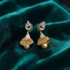 Stunning 21.73 Cts Round Brilliant F/VS1 Diamonds Pearl Jhumki Earrings 14K Gold