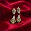 Pave 39.48 Cts Round Brilliant F/VS1 Diamonds Pearl Dangle Earrings In 14K Gold