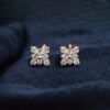 0.77 Carats Round Brilliant F/VS1 Diamonds Floral Stud Earrings 18K Yellow Gold