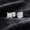 E-226 (3) GIA Certified 1 Cts Princess Shape F/VS1 Diamonds 4-Prong Stud Earrings 18K Gold