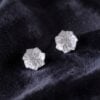 Pave 1.54 Cts Round Baguette F/VS1 Natural Diamonds Stud Earrings 14K White Gold